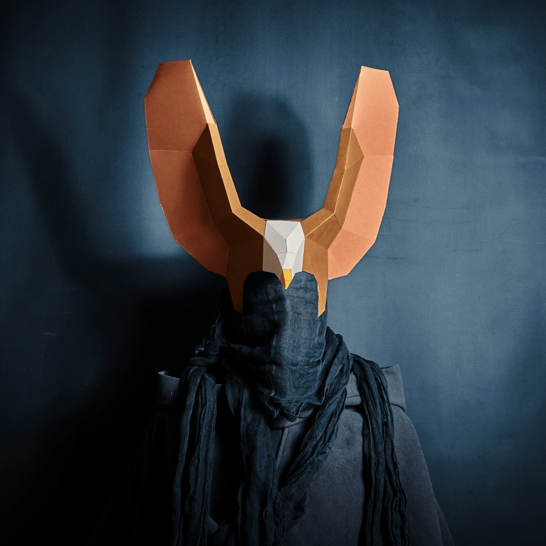 Eagle Papercraft Template | Geometric Headdress Pattern | PDF Download - Wintercroft - Mask