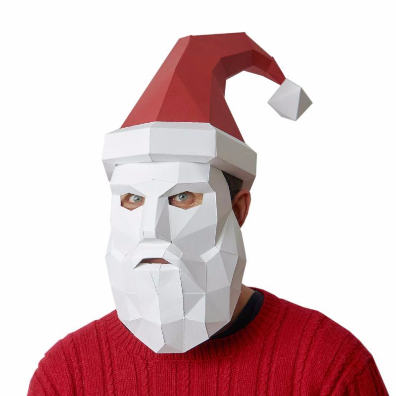 Festive Santa Hat (With or Without Mask) | Printable Papercraft | PDF Download - Wintercroft-Mask