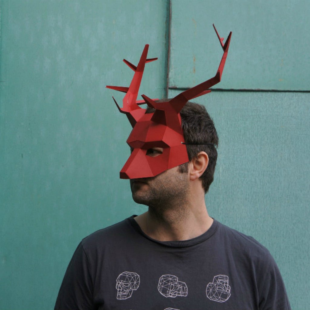Stag or Reindeer Mask | Low Poly DIY Half Mask Template | PDF - Wintercroft-Mask