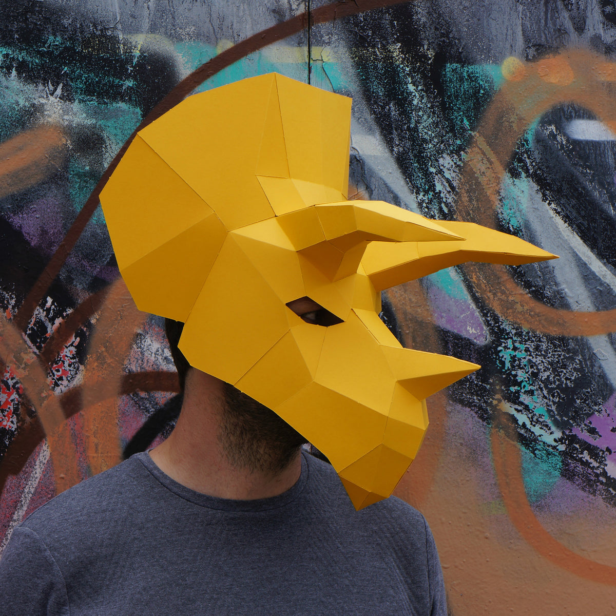 Triceratops Mask | Low Poly DIY Dinosaur Template | PDF Download - Wintercroft-Mask