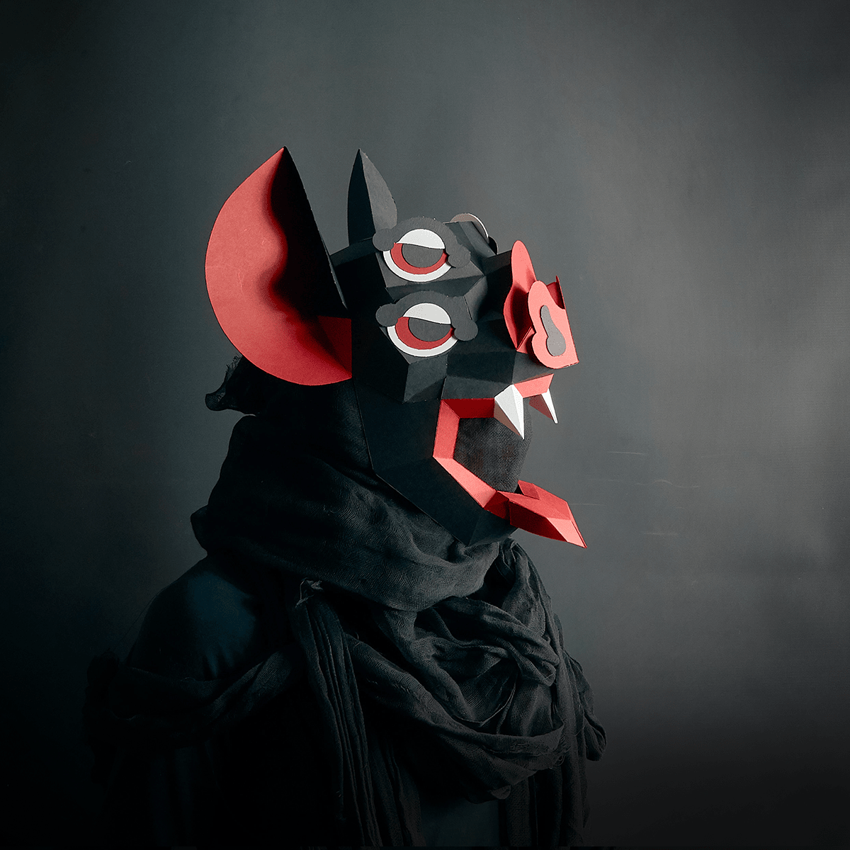 Camazotz the Death Bat | Geometric Headdress Pattern | PDF Template - Wintercroft - Mask