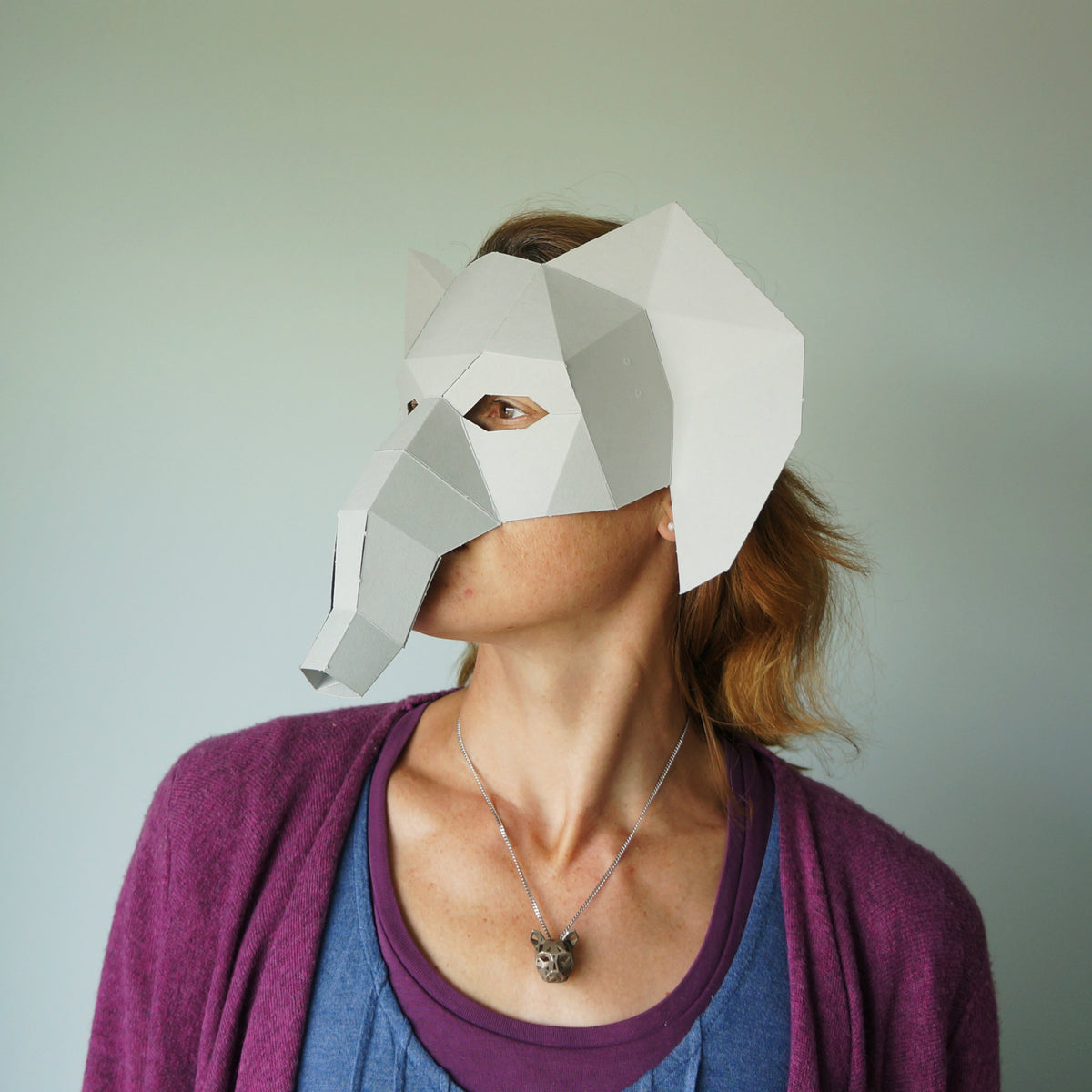 Elephant | Low Poly Geometric Half Mask Template | PDF Download - Wintercroft-Mask