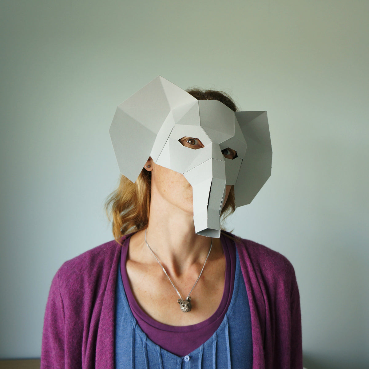 Elephant | Low Poly Geometric Half Mask Template | PDF Download - Wintercroft-Mask
