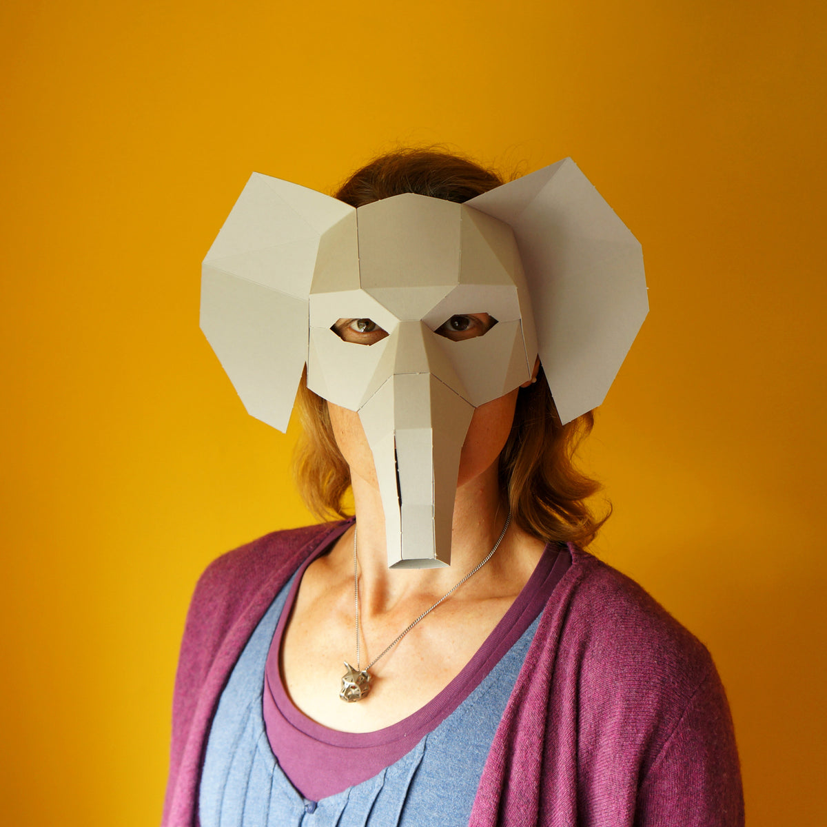 Elephant | Low Poly Geometric Half Mask Template | PDF Download - Wintercroft-Mask