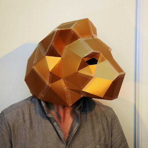 Lion Mask | Low Poly Geometric DIY Animal Mask Template | PDF Download - Wintercroft-Mask