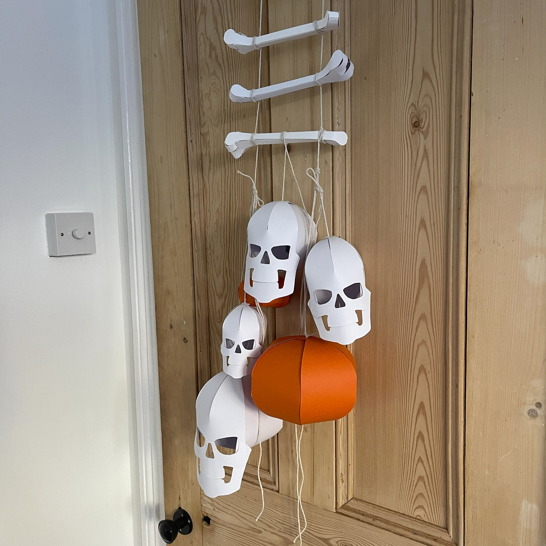 Hanging Skull, Bone &amp; Pumpkin Decorations Set | DIY Halloween Papercraft Templates | Instant Download - Wintercroft-Model