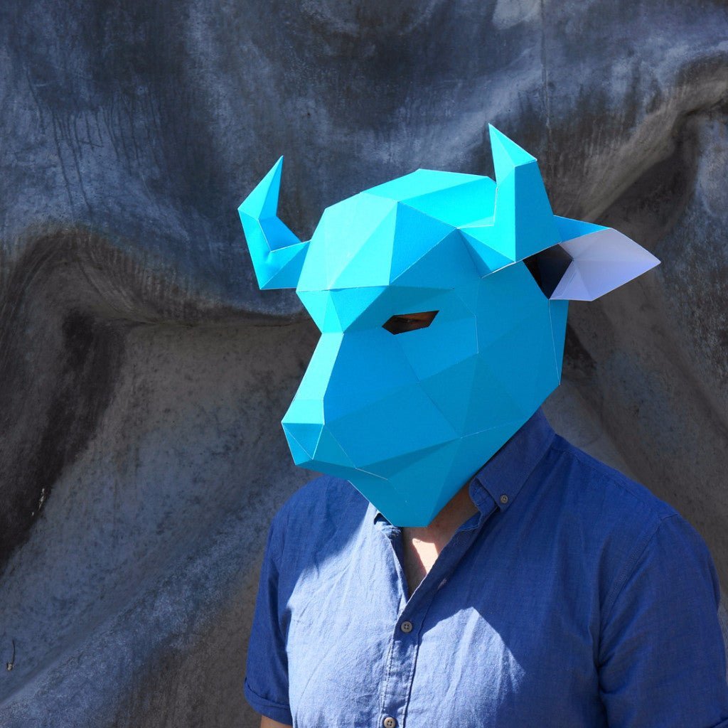 Bison Mask | Low Poly Geometric DIY Papercraft Template | PDF Download - Wintercroft-Mask