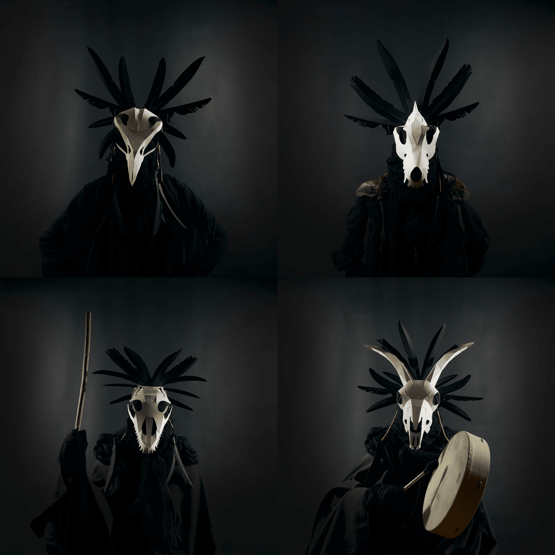 Animal Skull Headdress Set | Bonefaced Mystics DIY Papercraft Templates | PDF - Wintercroft-Mask