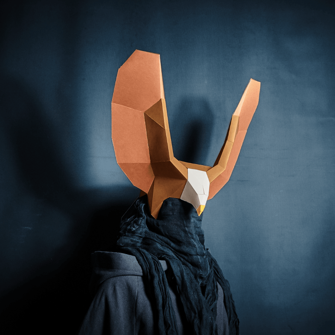 Eagle Papercraft Template | Geometric Headdress Pattern | PDF Download - Wintercroft - Mask