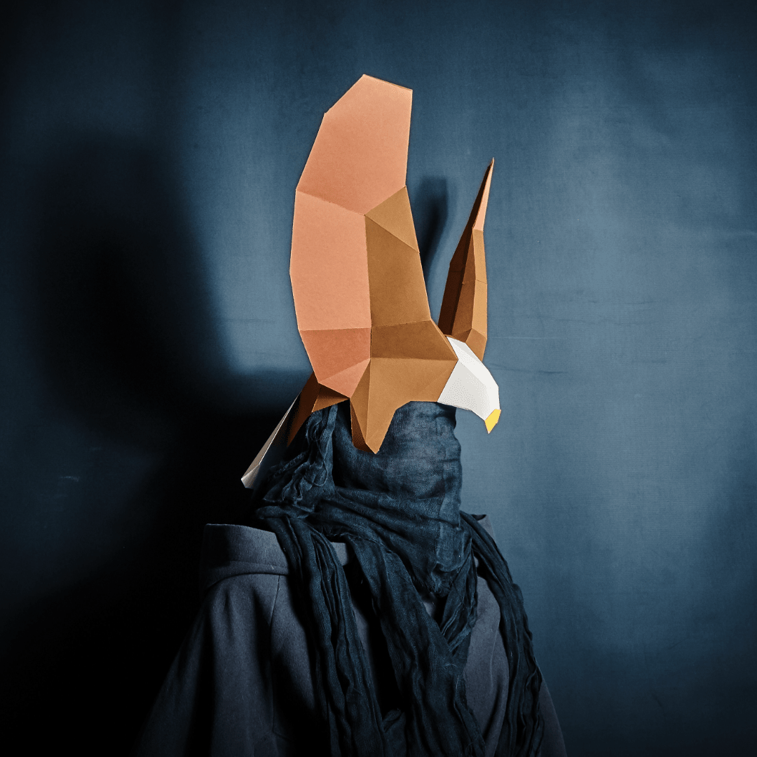Eagle Papercraft Template | Geometric Headdress Pattern | PDF Download - Wintercroft - Mask