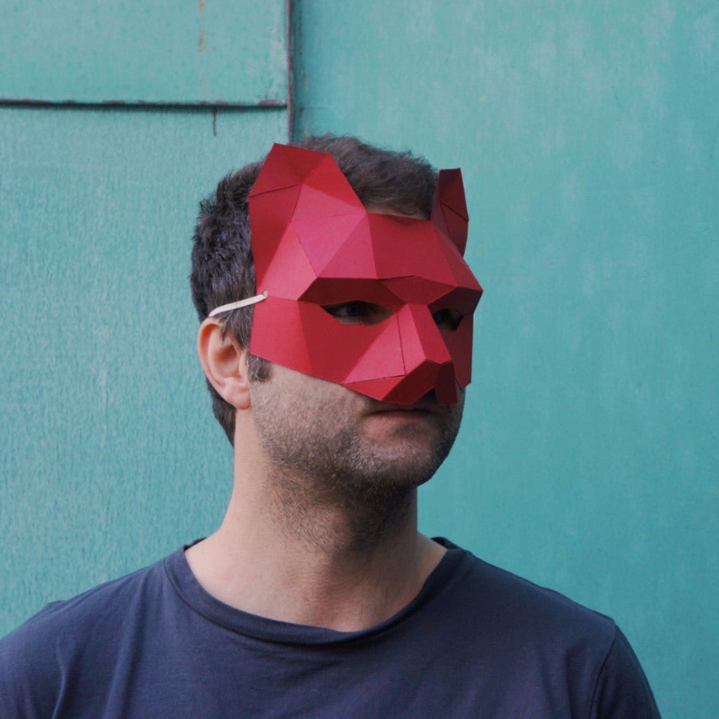 Cat Mask | Easy Low Poly DIY Half Mask Template | PDF Download - Wintercroft-Mask