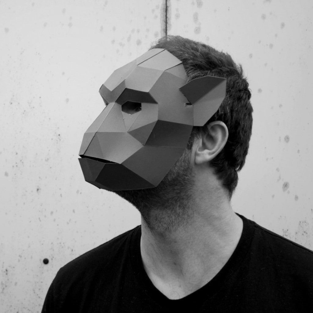 Monkey Mask | Low Poly Geometric DIY Animal Template | PDF Download - Wintercroft-Mask