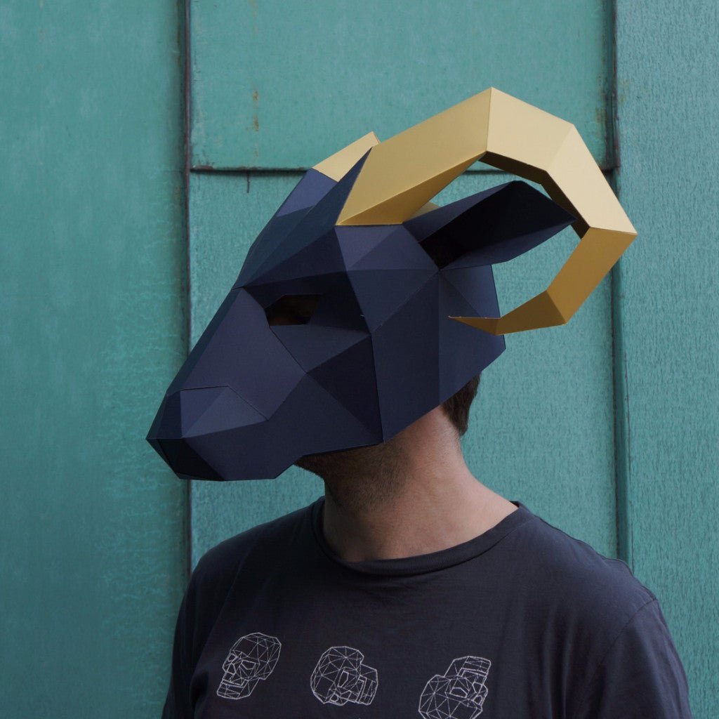 Ram Mask | Low Poly Geometric DIY Mask Template | PDF Download - Wintercroft-Mask