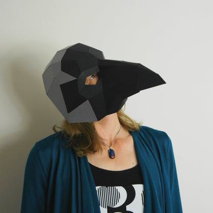 Crow Trophy Mask | DIY Paper Animal Template | Printable PDF Download