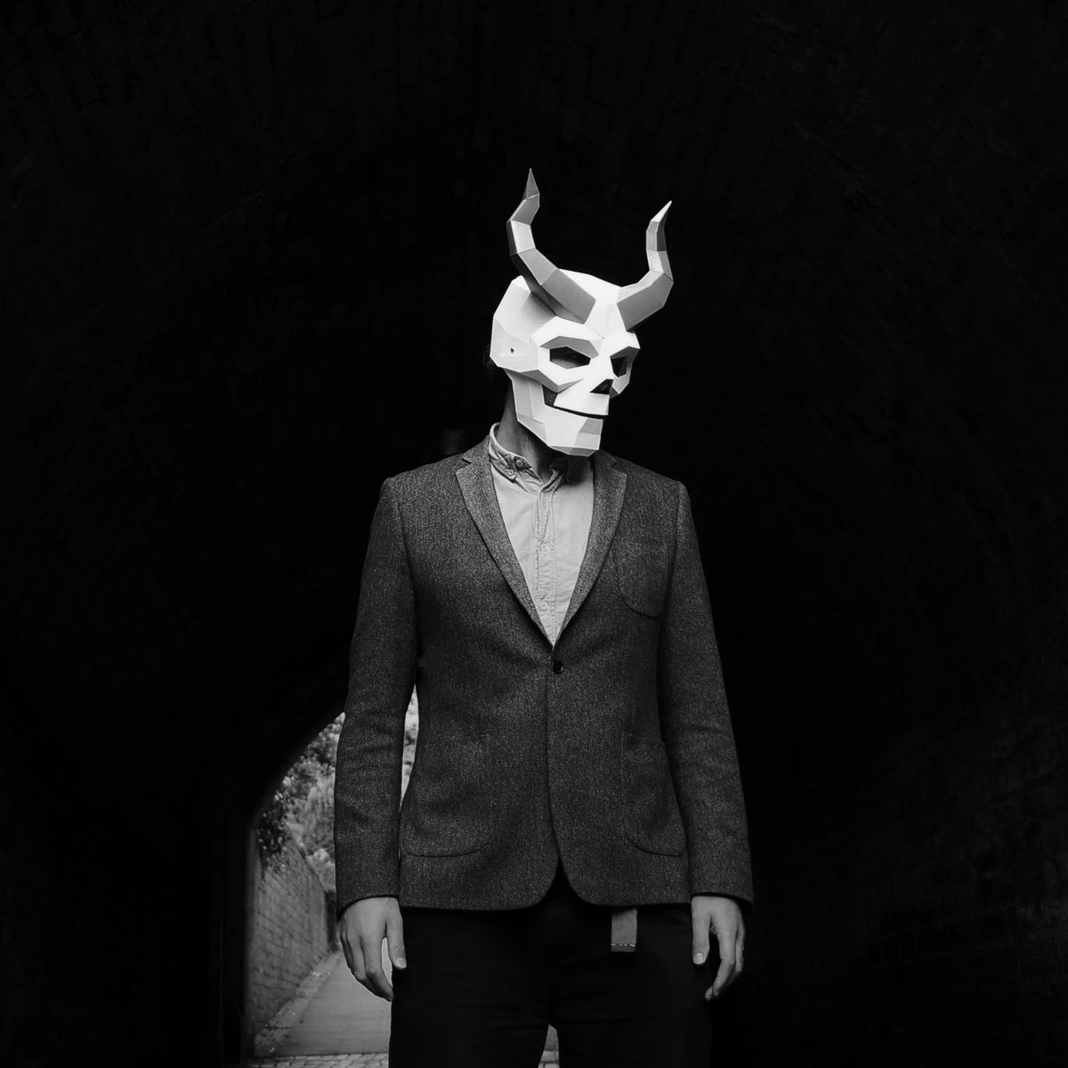 Horned Skull Mask | Geometric Cardboard Paper Mask | PDF Download - Wintercroft-Mask