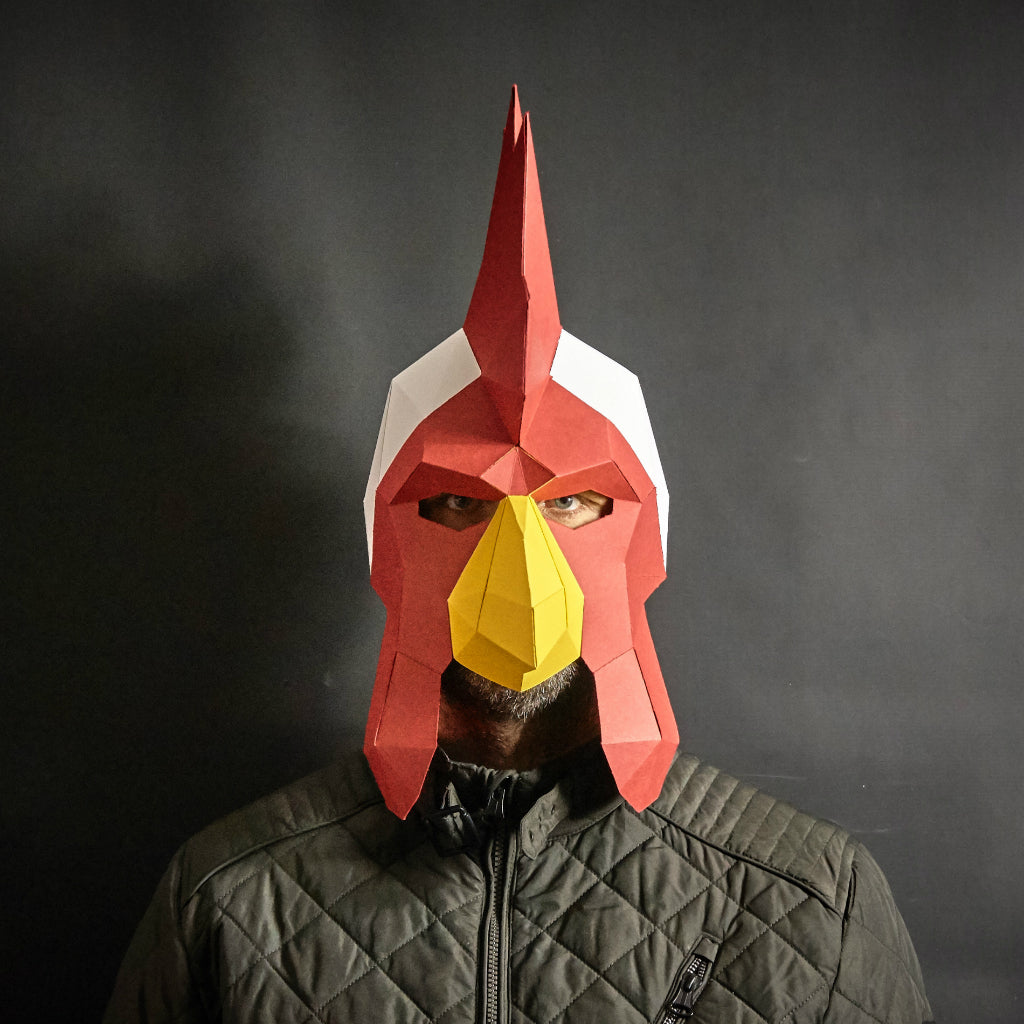 Rooster Mask | 3D Papercraft Animal Template | PDF Download