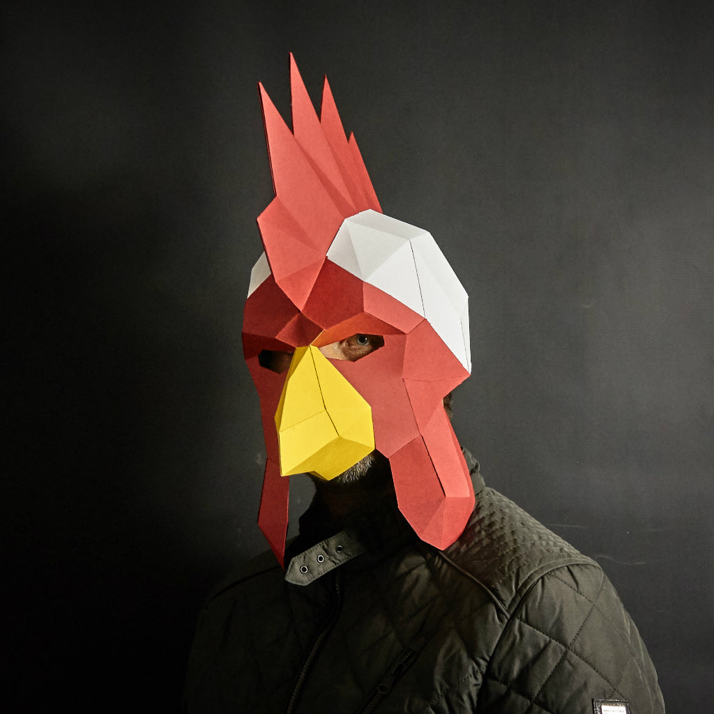 Rooster Mask | 3D Papercraft Animal Template | PDF Download